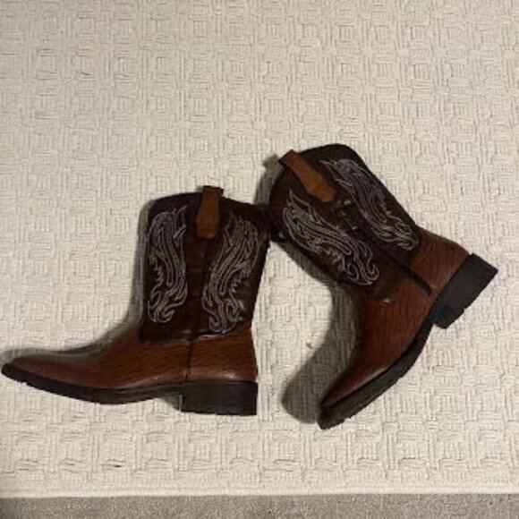 🆕Jousen Mens Amy8420-brown Embroidery Retro Square Toe Chunky Heeled Boots - Picture 3 of 12